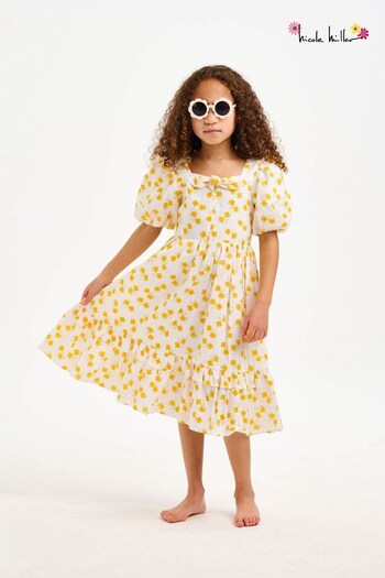 Nicole Miller White/Yellow Floral Print Dress (D93850) | £48 - £51
