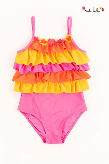 Nicole Miller Sunset Frill Pink/Orange Swimsuit (D93908) | £25 - £27
