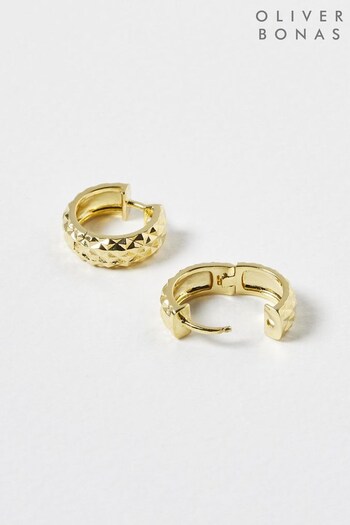 Oliver Bonas Gold Tone Plated Naya Chunky Huggie Earrings (D94050) | £39.50