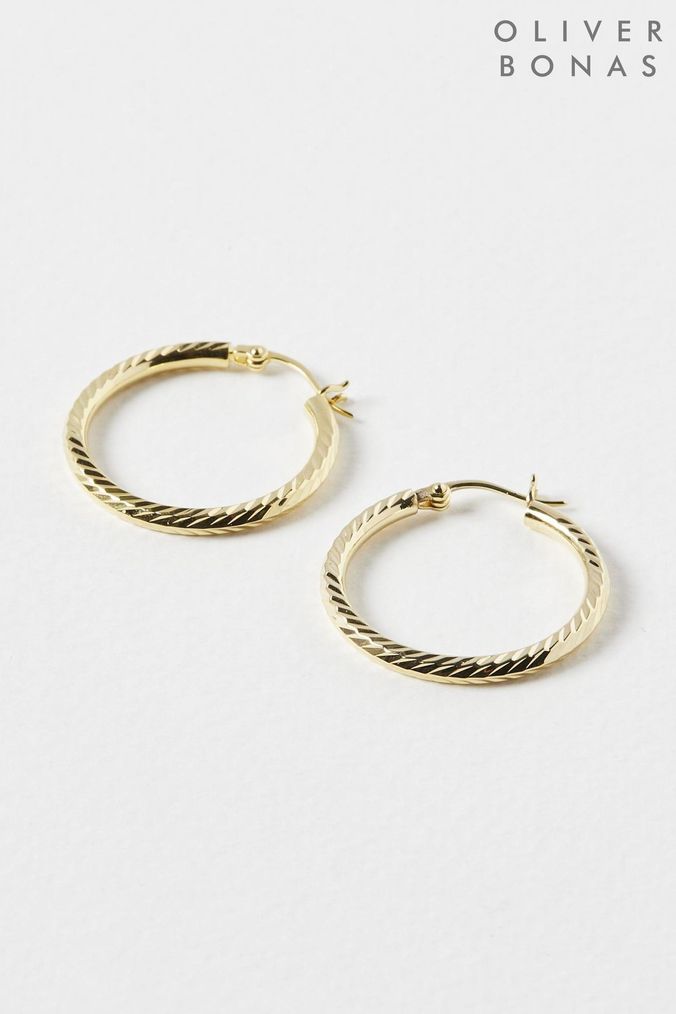 Oliver bonas gold anatola textured store disc & ring drop earrings