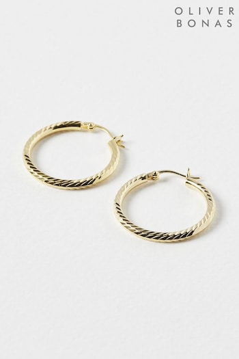 Oliver Bonas Gold Tone Terra Hoop Earrings (D94059) | £45