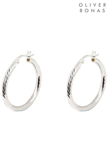 Oliver Bonas Silver Tone Reva Hoop Earrings (D94061) | £45