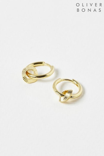 Oliver Bonas Gold Plated Aria Geometric Charm Drop Hoop Earrings (D94071) | £39.50
