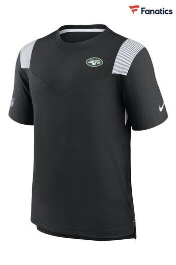 Nike Black Fanatics New York Jets Sideline Nike Dri-FIT Player Short Sleeve Top (D94223) | £45