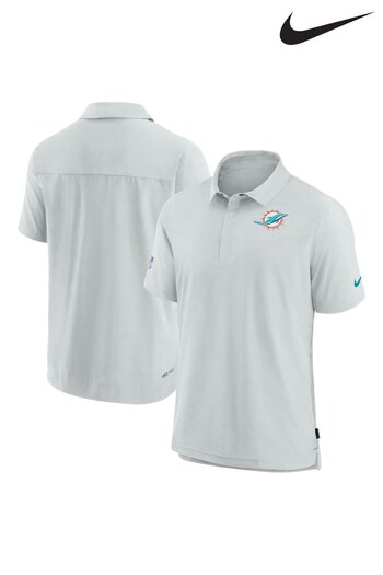 Nike running White NFL Fanatics Miami Dolphins Sideline Nike running Dri-FIT Coach Short Sleeve Polo Shirt (D94225) | £65