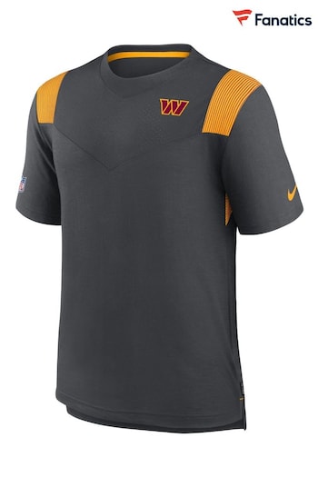 Nike Grey NFL Fanatics Washington Commanders Sideline Dri-FIT Player Short Sleeve Top (D94273) | £45
