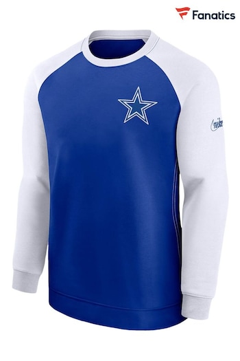 Nike Blue NFL Fanatics Dallas Cowboys Dri-FIT Raglan Crew Sweatshirt (D94287) | £50