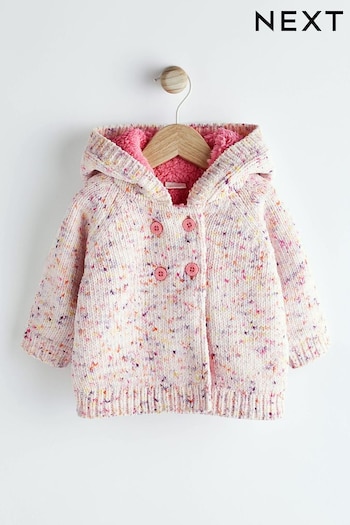 Pink Fleece Lined Hooded Baby Cardigan (0mths-2yrs) (D94325) | £22 - £24