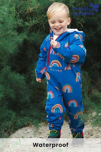Muddy Puddles Blue Recycled EcoLight Waterproof Puddlesuit (D94339) | £44