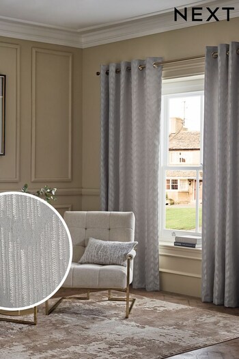 Silver/Gold Shimmer Jacquard Eyelet Lined Curtains (D94418) | £65 - £155