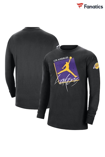 Nike Black Fanatics Los Angeles Lakers Jordan Courtside Max 90 Long Sleeves T-Shirt (D94468) | £40