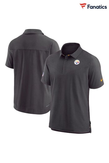 Nike Grey NFL Fanatics Pittsburgh Steelers Sideline Dri-FIT Coach Short Sleeves Polo (D94492) | £65