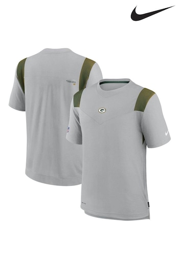 Nike Grey NFL Fanatics Bay Packers Sideline Coaches T-Shirt (D94532) | £45