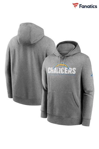 Nike Grey NFL Fanatics Los Angeles Chargers Team Impact Club Fleece Hoodie (D94534) | £55