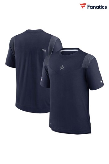 Nike noir Blue NFL Fanatics Dallas Cowboys Sideline Coaches FootBall Shirt (D94535) | £45