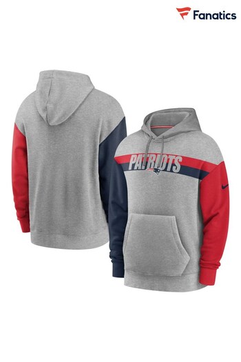 Nike Grey NFL Fanatics New England Patriots Wordmark Long Sleeves Heritage Hoodie (D94547) | £60