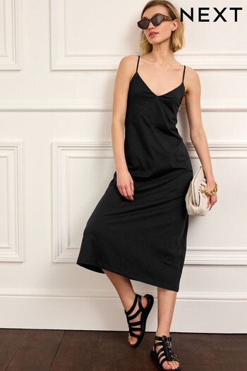 Black Jersey Cami Midi Dress (D94549) | £24