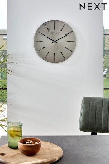 Silver 42cm Cutlery Wall Clock (D94552) | £45