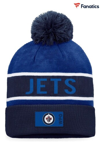 Fanatics Blue Winnipeg Jets Fanatics Branded Authentic Pro Game And Train Cuffed Pom Knit Hat (D94835) | £25