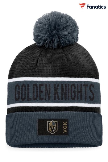 Fanatics Vegas Golden Knights Branded Authentic Pro Game And Train Cuffed Pom Knit Black Hat (D94838) | £25