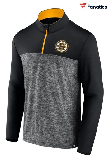 Boston Bruins Fantics Branded Iconic Defender 1/4 Zip Black Hoodie (D94907) | £48