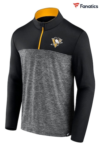 Pittsburgh Penguins Fantics Branded Iconic Defender 1/4 Zip Black Hoodie (D94908) | £48