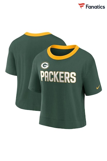 Nike Green NFL Fanatics Womens Bay Packers wytrzyma Nike High Hip Fashion Top (D94923) | £28