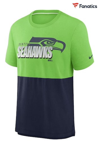Nike Green Fanatics Seattle Seahawks Nike Logo Name Colorblock T-Shirt (D95127) | £35
