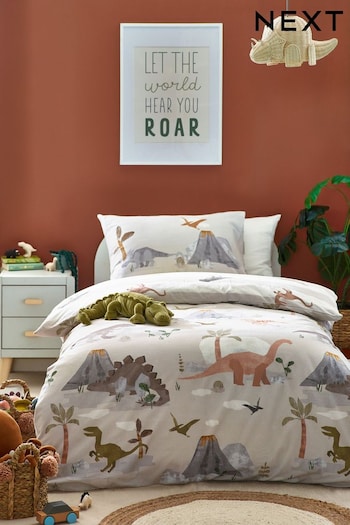 Multi Dinosaur Print 100% Brushed Cotton Duvet Cover and Pillowcase (D95139) | £27 - £40