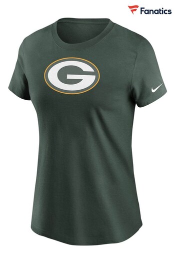 Nike Green NFL Fanatics Womens Bay Packers Logo T-Shirt (D95166) | £25