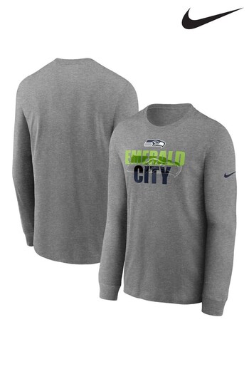 Nike Grey NFL Fanatics Seattle Seahawks Hyper Local Long Sleeves T-Shirt (D95178) | £28