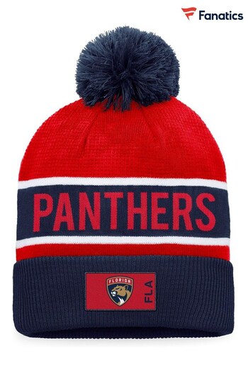 Fanatics Red Florida Panthers Branded Authentic Pro Game & Train Cuffed Pom Knit Hat (D95193) | £25