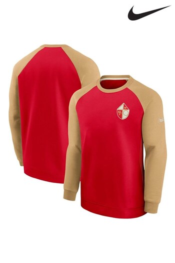 Nike Red NFL Fanatics San Francisco 49ers Nike Dri-Fit Raglan Crew Sweatshirt (D95208) | £50
