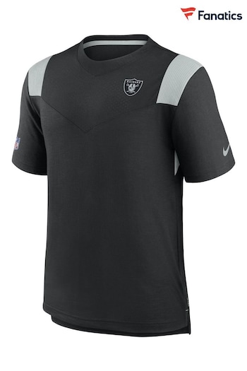 Nike Shadow Black NFL Fanatics Las Vegas Raiders Sideline Dri-FIT Player Short Sleeve Top (D95224) | £45