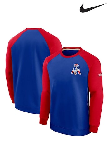 Nike Blue NFL Fanatics New England Patriots Dri-Fit Raglan Crew Sweatshirt (D95231) | £50