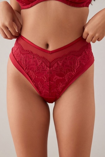 Red Lace High Waist Knickers (D95314) | £14