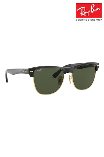 Ray-Ban Black & Gold Clubmaster Oversized Sunglasses rectangle (D95316) | £137