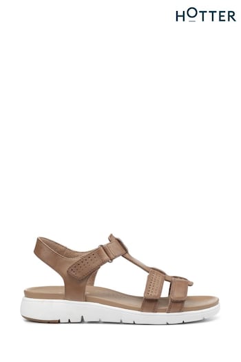 Hotter Strive Touch-Fastening Wide Fit Brown Sandals (D95334) | £89