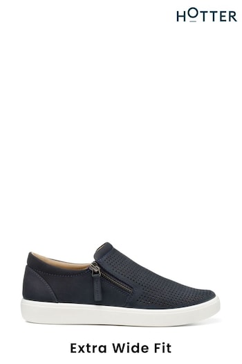 Hotter Blue Daisy Slip On/Zip X Wide Shoes (D95428) | £89