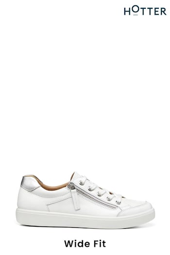 Hotter White Chase II Lace-Up/Zip X Wide Fit Shoes do7226-100 (D95430) | £99