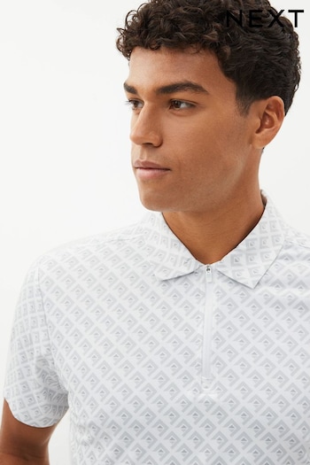 White Grey Active & Golf Printed Polo Cenere Shirt (D95524) | £25