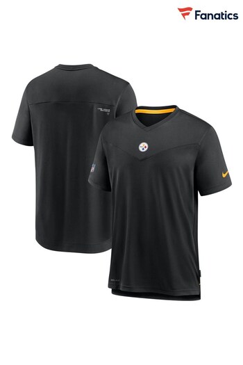 Nike Black NFL Fanatics Pittsburgh Steelers Top Coach UV Short Sleeve T-Shirt (D95571) | £35