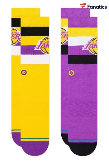 Fanatics Yellow Los Angeles Lakers Stance NBA Socks 2 Pack (D95577) | £27