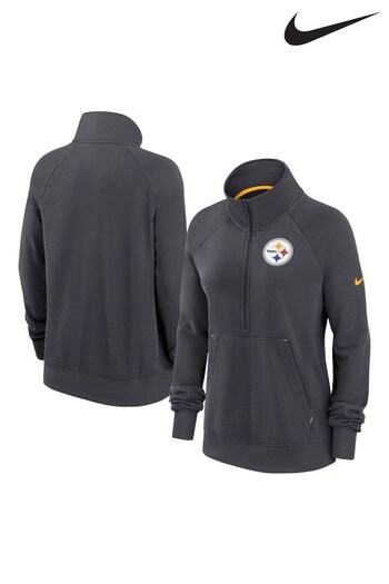 Nike Grey NFL Fanatics Womens Pittsburgh Steelers Dri Fit Half Zip Top (D95582) | £65