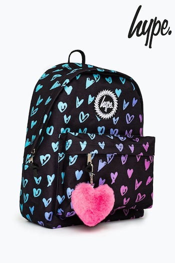 Hype Pink Unisex Scribble Heart Pink Crest Backpack (D95602) | £30