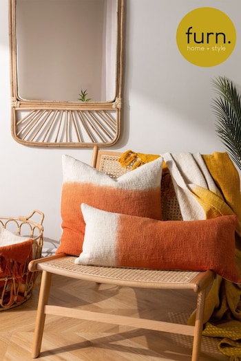 furn. Amber Orange Mizu Dip Dye Cotton Rectangular Cushion (D95640) | £20