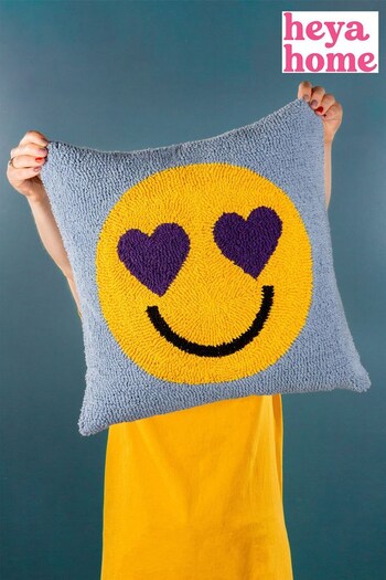 heya home Purple Smile Cotton Knitted Woven Cushion (D95647) | £26