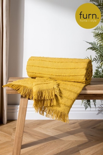 furn. Pomelo Yellow Hazie Linear Woven Fringed Throw (D95659) | £22