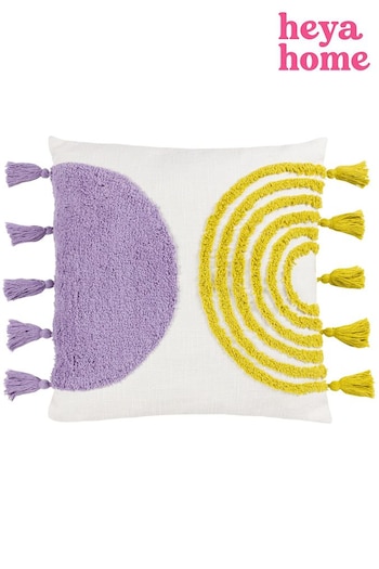 heya home Lilac Purple Archow Abstract Cotton Tufted Cushion (D95682) | £19