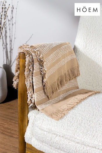 HÖEM Nougat Brown Jour Linear Woven Fringed Throw (D95694) | £22